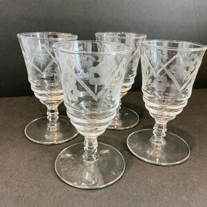 Vintage Libbey Rock Sharpe Crystal Water Glass 1940-1950, 5" Tall, Set Of 4